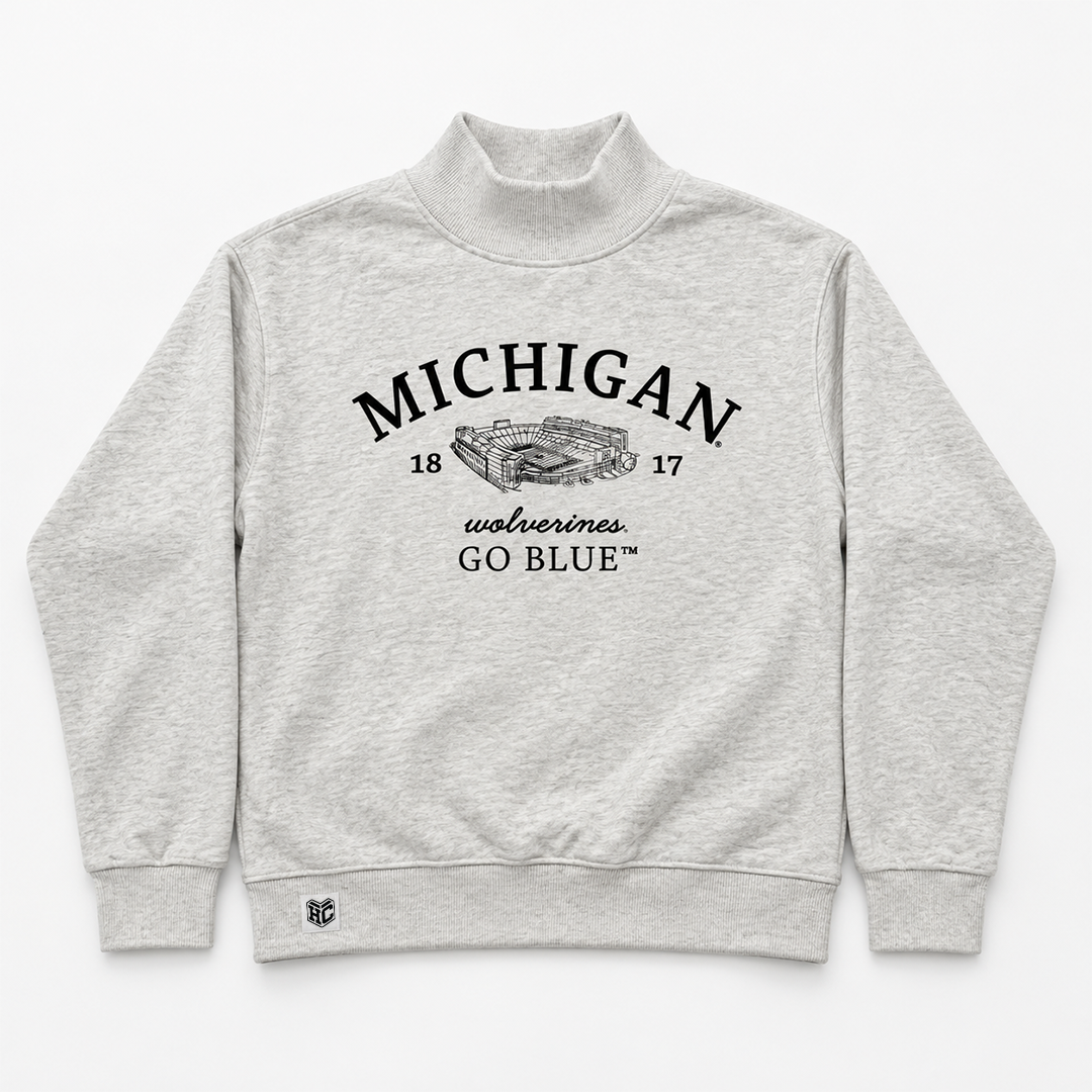 University of Michigan Rollneck Sweatshirt in heather gray