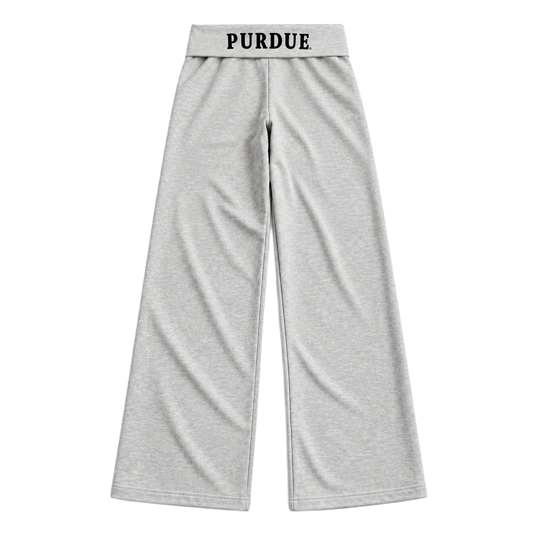 Purdue University heather gray foldover wide leg pants